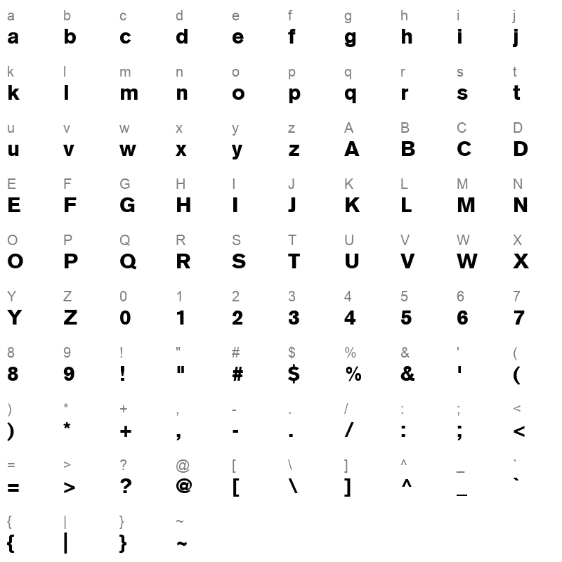 akzidenz grotesk black Character Map