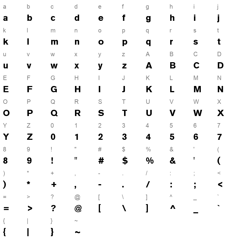 akzidenz grotesk pro bold Character Map
