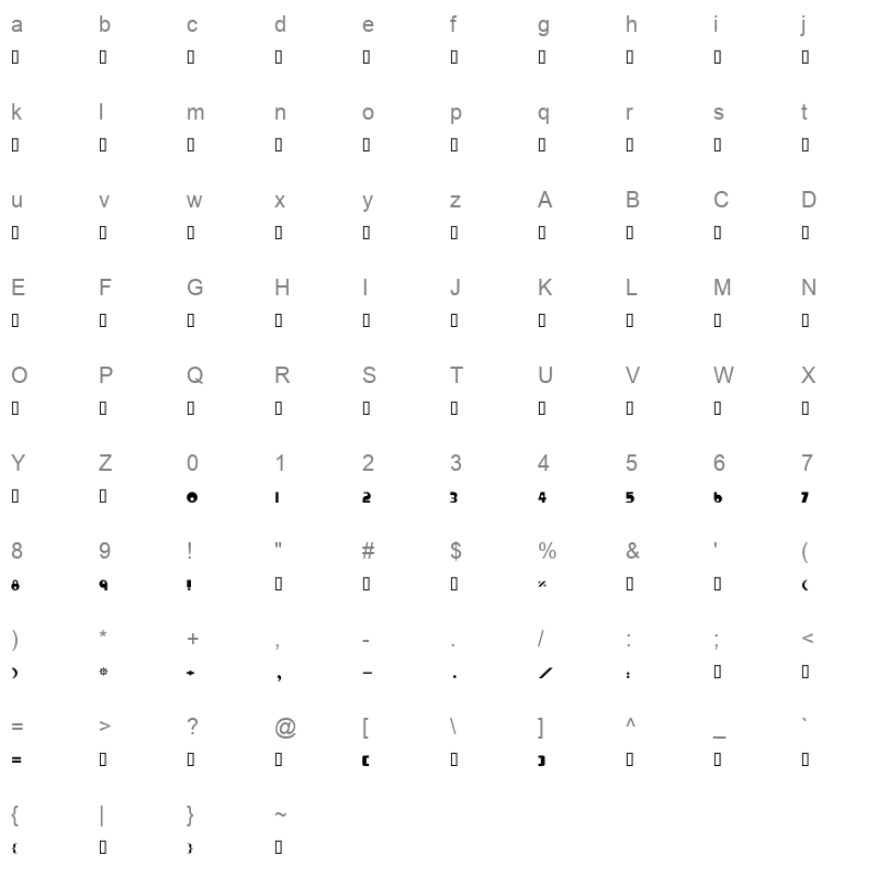 AL Gemah Al Mawash Bold Character Map