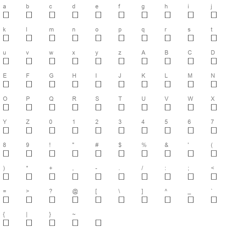 Al Kharashi 51 Light Simplified Character Map