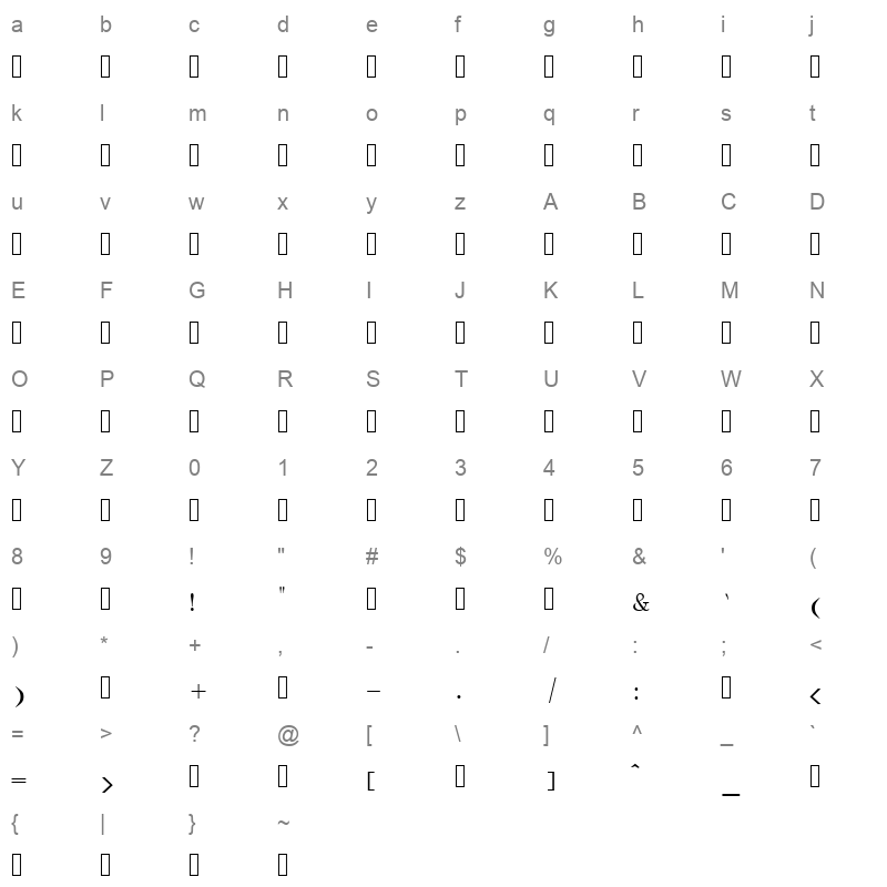 albayan bold Character Map
