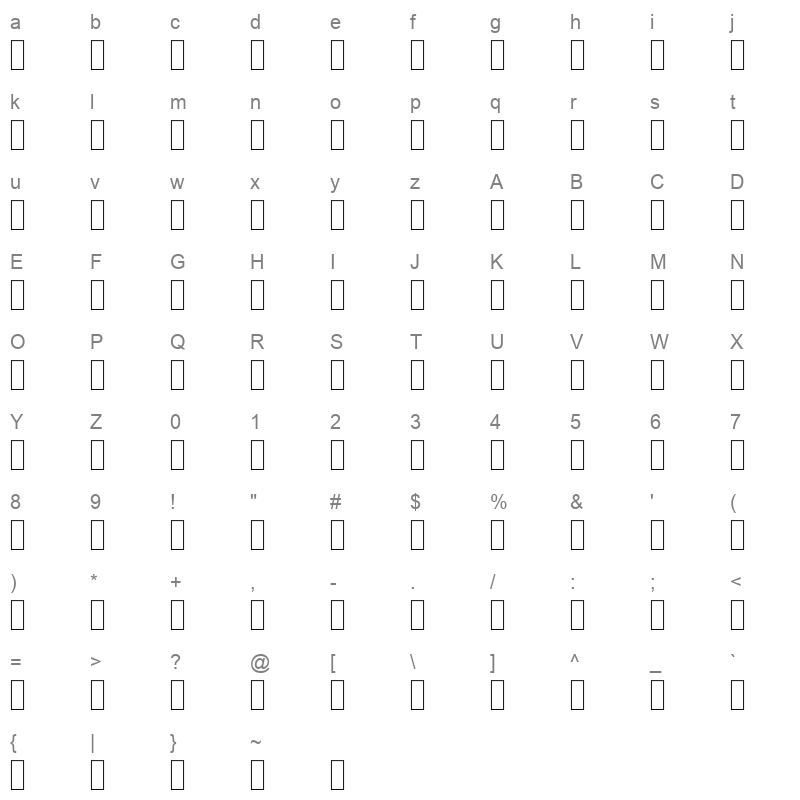 AlBilad Italic Character Map