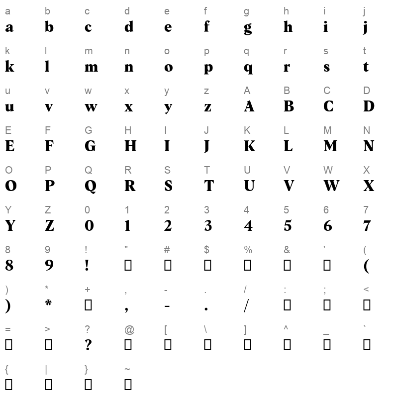 albra text bold demo Character Map
