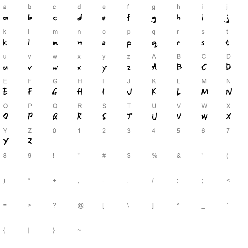 albumme smooth Character Map