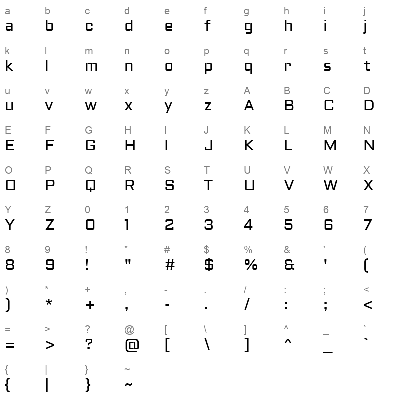 aldrich Character Map