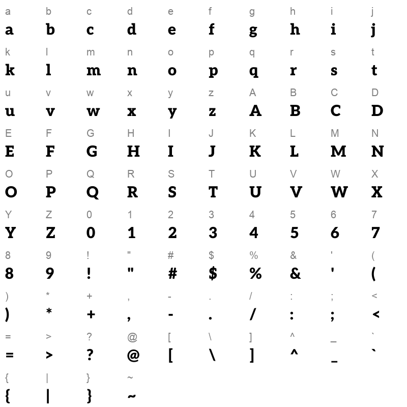 aleo black Character Map