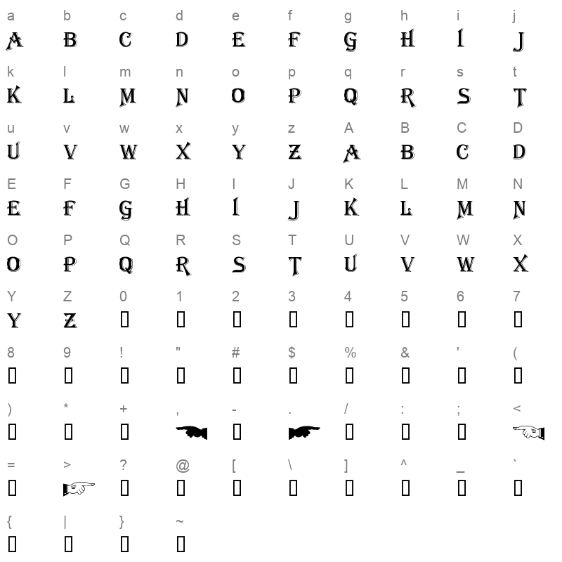 algerian mesa alt caps Character Map