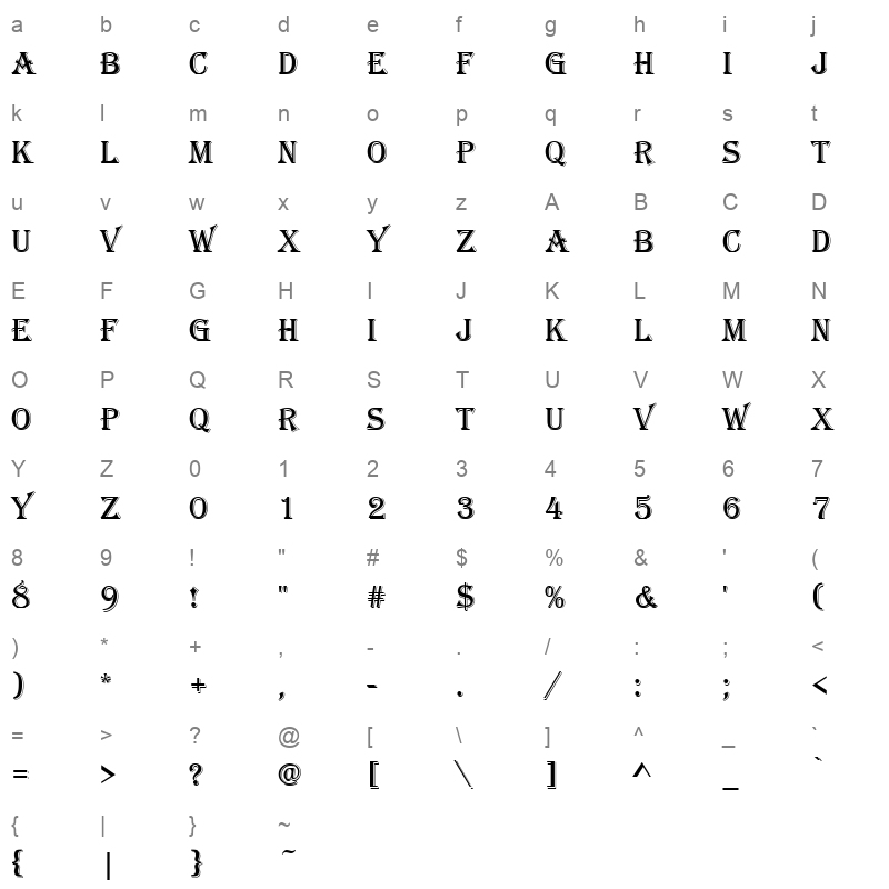 algerian regular Character Map