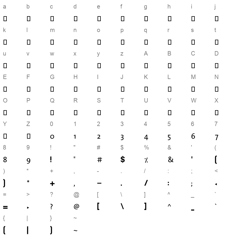 alghadtvbold 0 Character Map