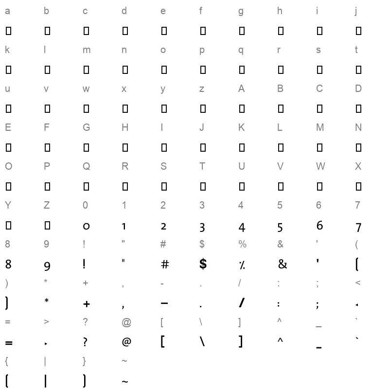 alghadtvregular 0 Character Map