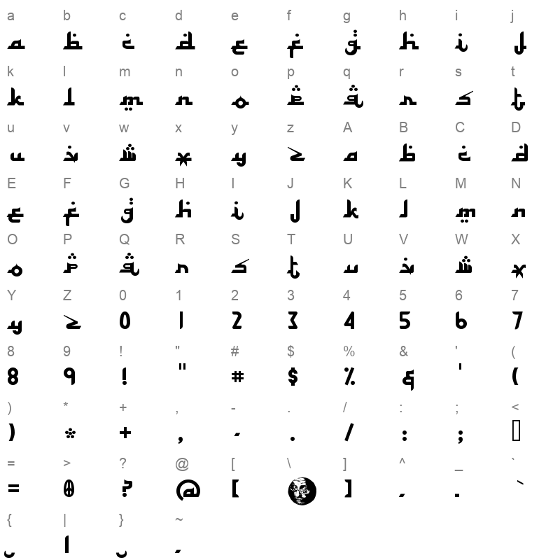 alhambra regular ttf Character Map