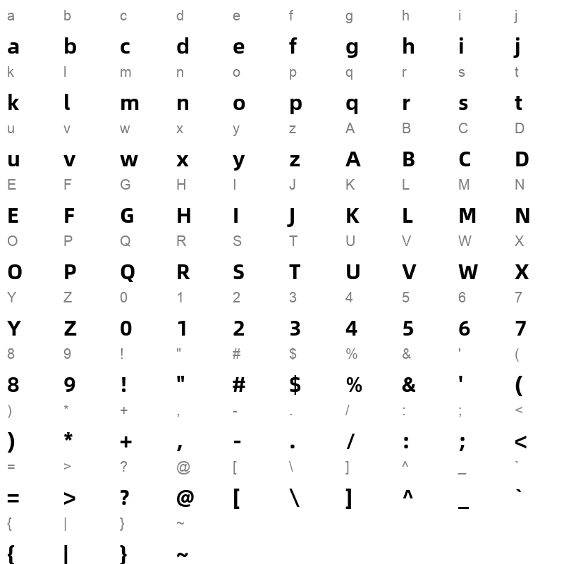 alibaba sans bold Character Map
