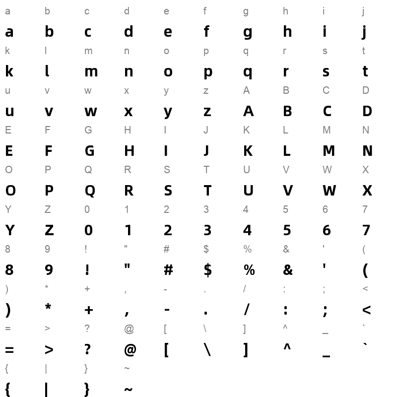 alibaba sans japanese bold Character Map