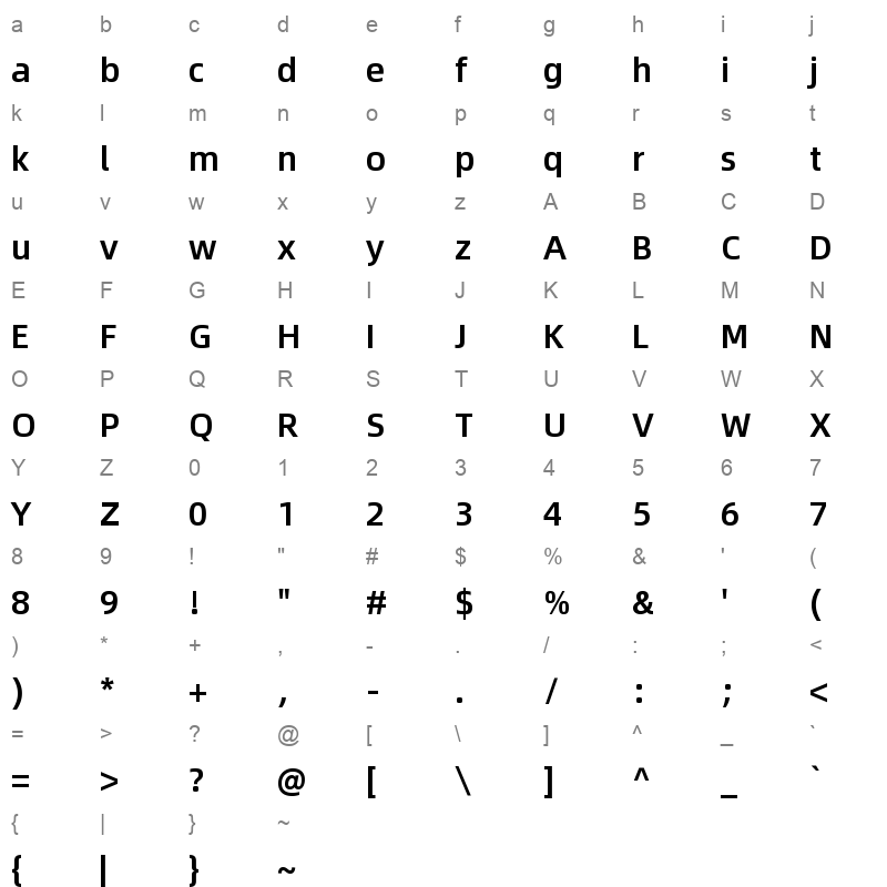 alibaba sans japanese medium Character Map