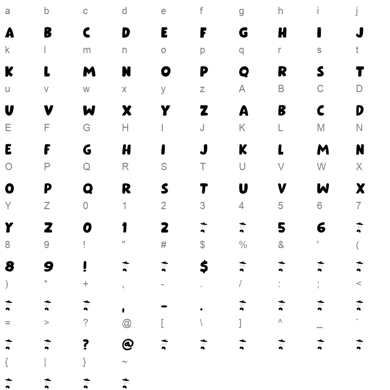 alien circus demo Character Map