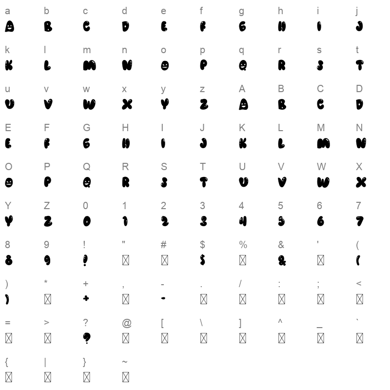 alien spooky Character Map