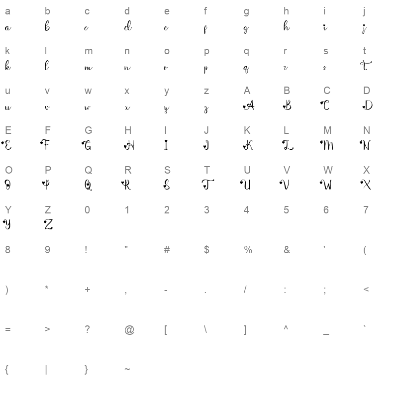aliqa Character Map