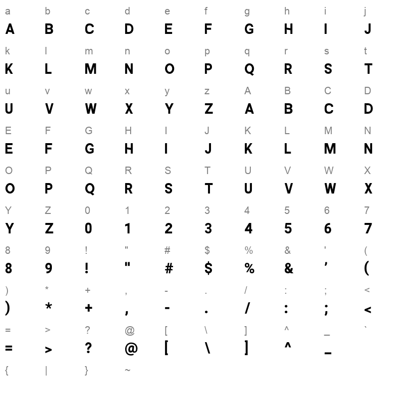 aliseo Character Map