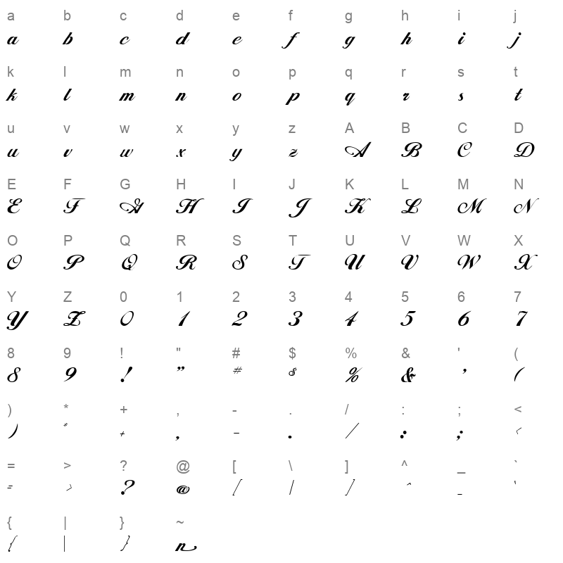 alison regular Character Map