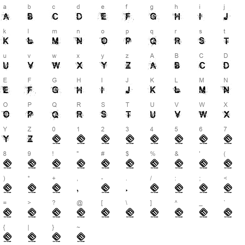 all cracked out Character Map
