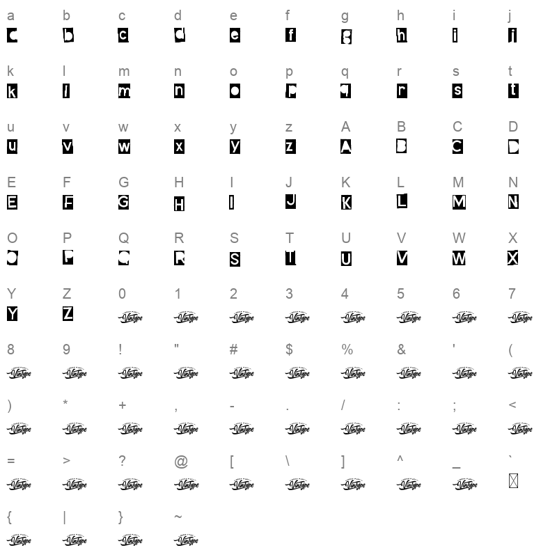 All The Box Regular Character Map