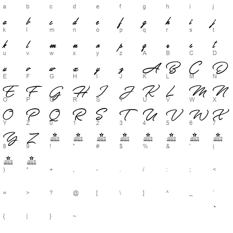 allegratta personal use Character Map
