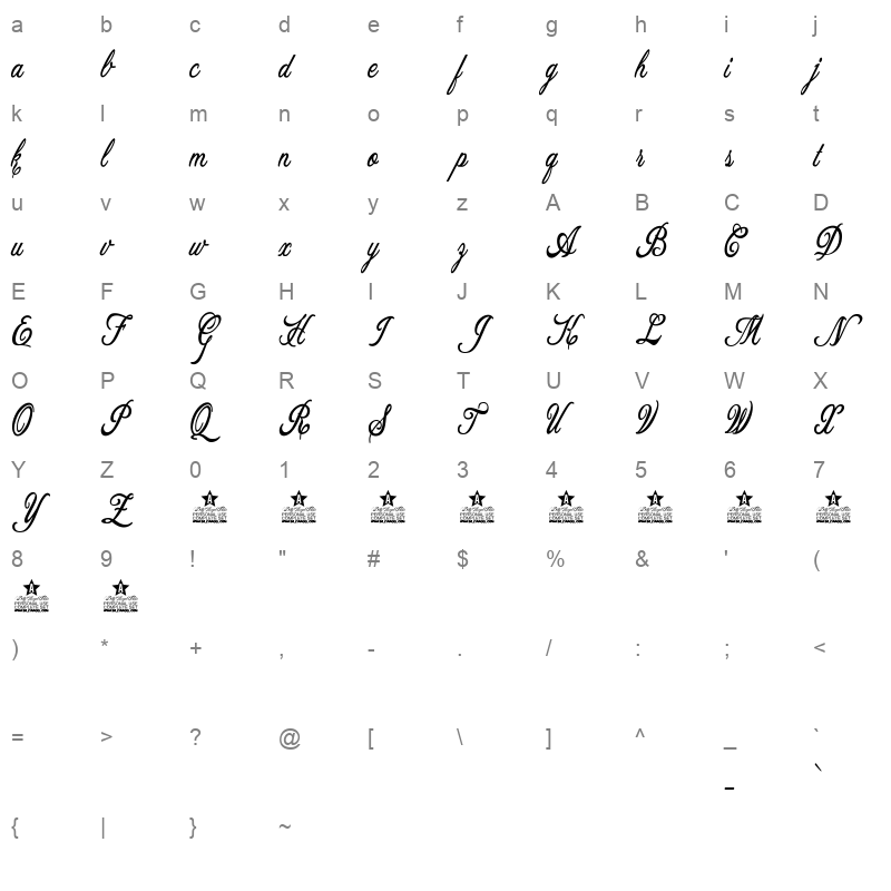 allicia personal use Character Map