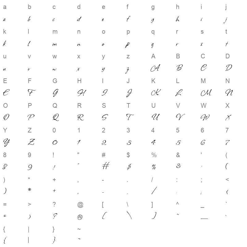 allison regular Character Map