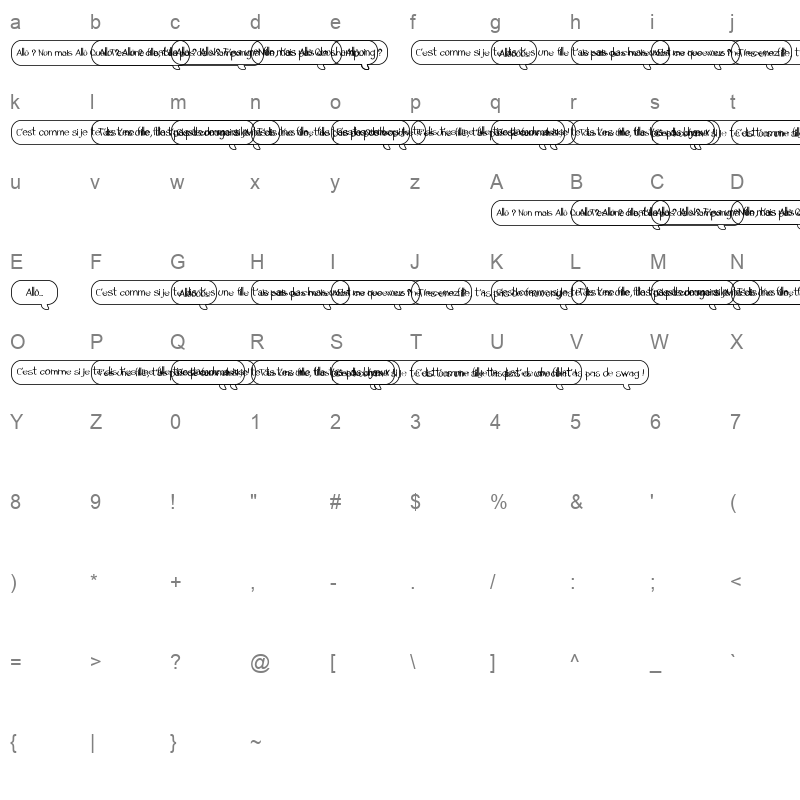 allo tas pas de shampoing Character Map