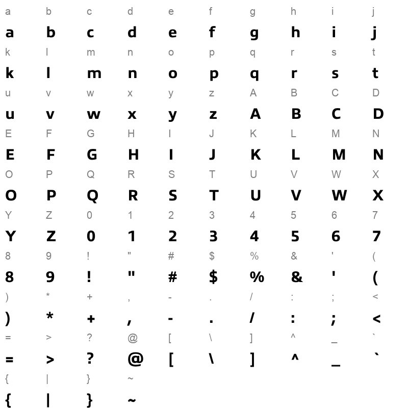 allumi std book bold Character Map