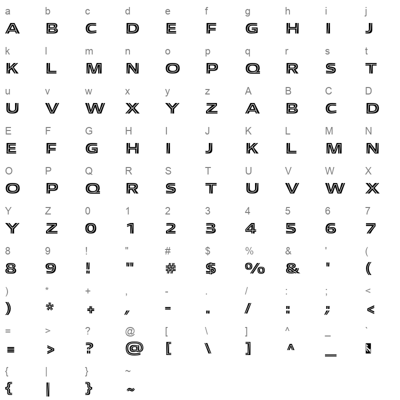 allumi std ext inl bi 24 a Character Map