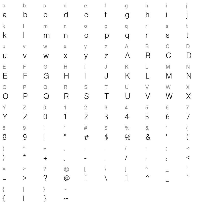 Almarai Light Character Map