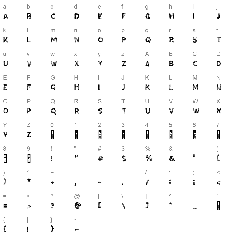 AlohaBrush Regular Character Map