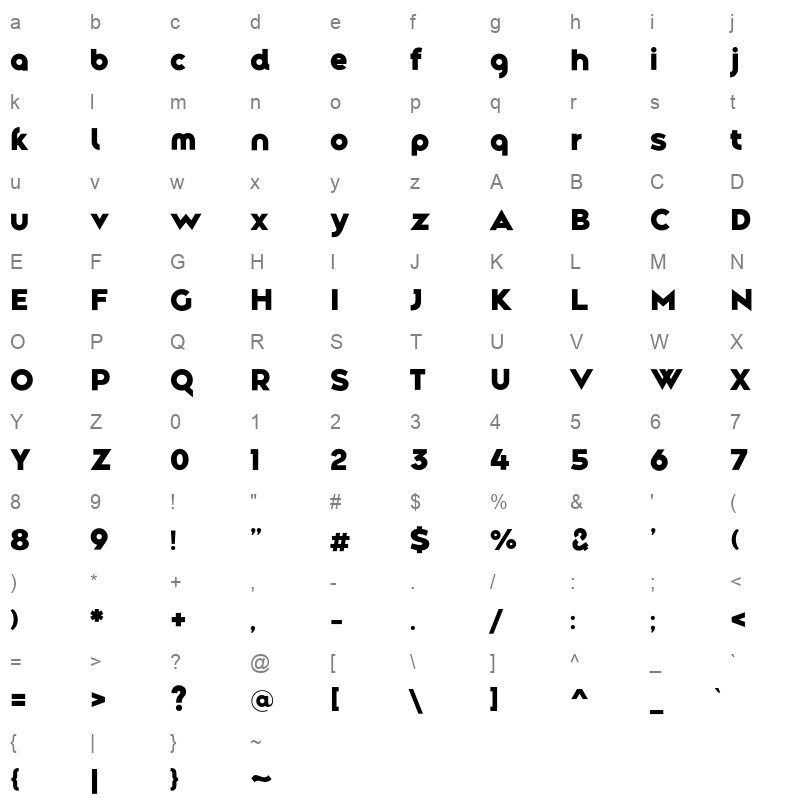 along sans s2 black Character Map