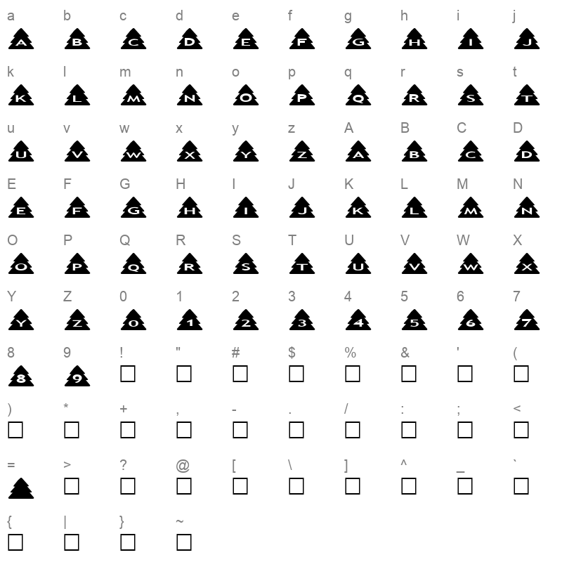 alphashapes xmas trees Character Map