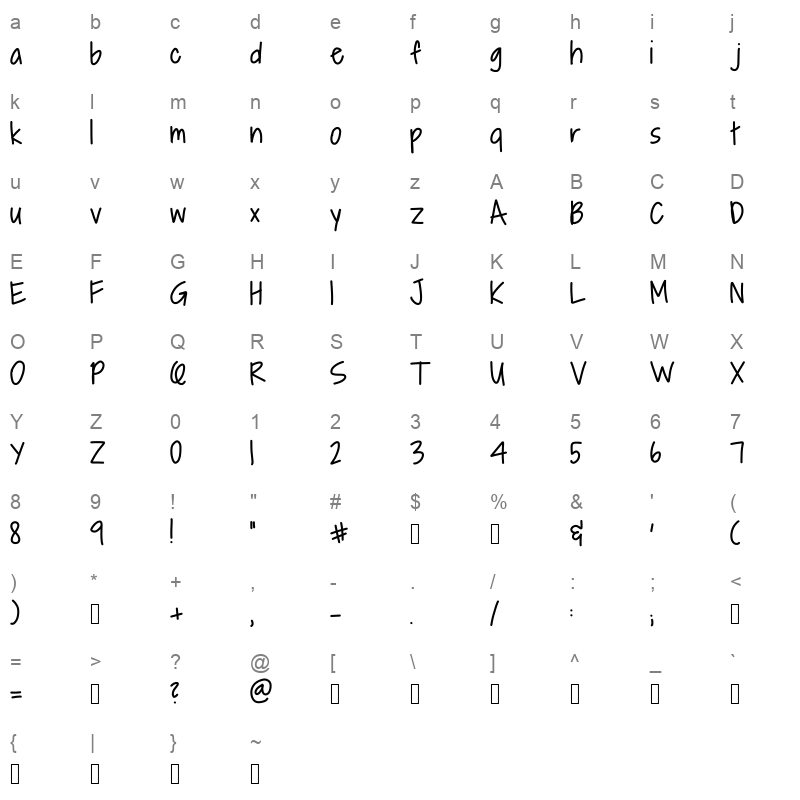 alpine script Character Map
