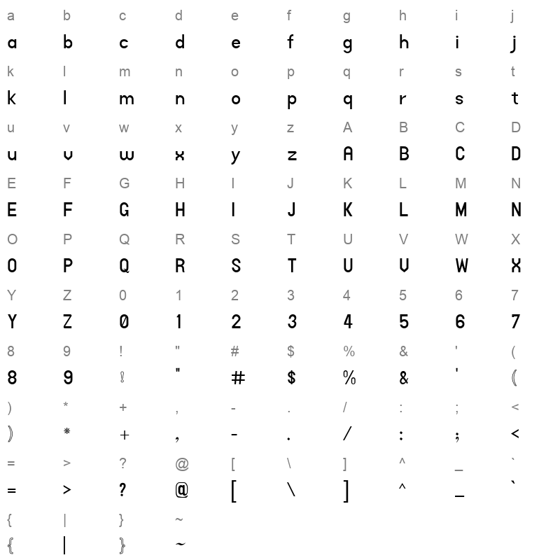 AlQalam Kashif Outline Character Map