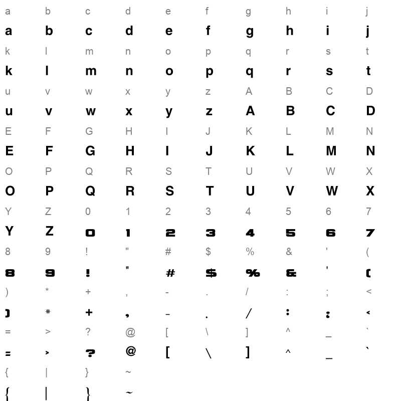 AlQalam Khawar Character Map