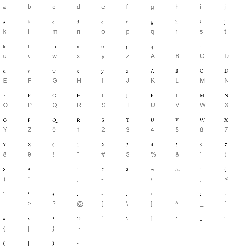 AlQalam Miki Character Map