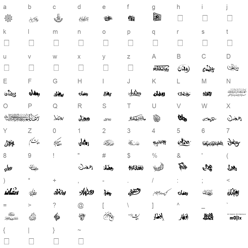 AlQalam Ramazan Character Map