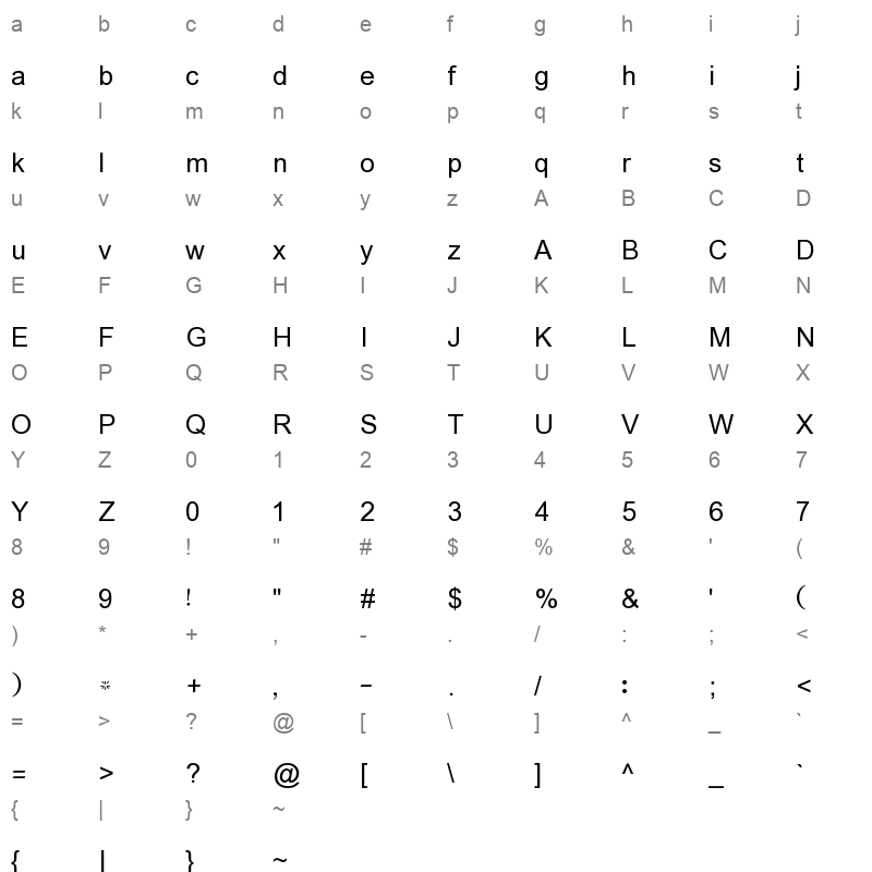 AlQalam Taj Nastaleeq Regular1(shipped) Character Map