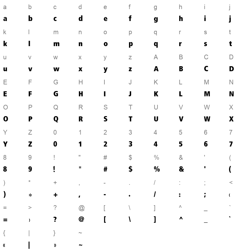 AlSharkTitle Black Character Map