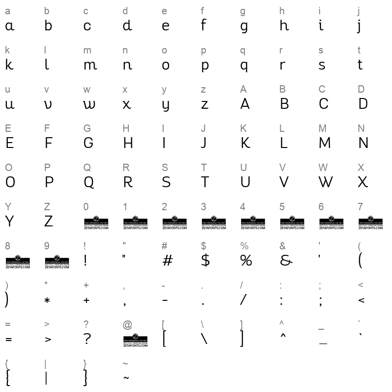 altair light Character Map