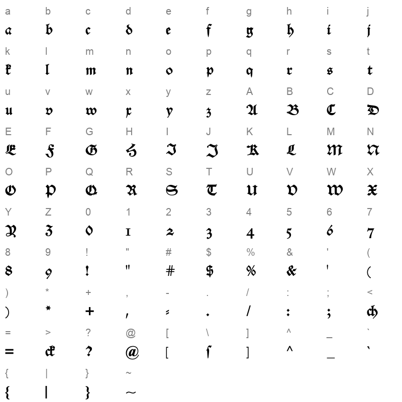 alte schwabacher osf demibold Character Map