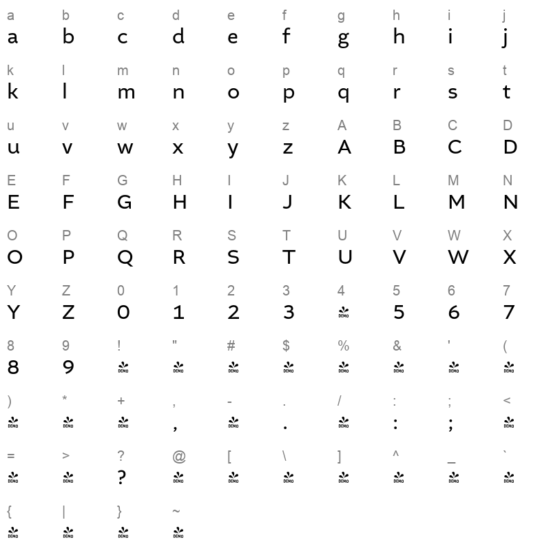 altivo regular Character Map