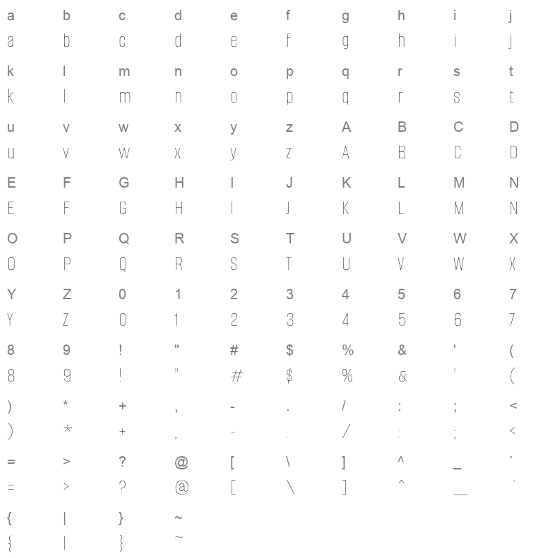 AlumniSansPinstripe Regular Character Map