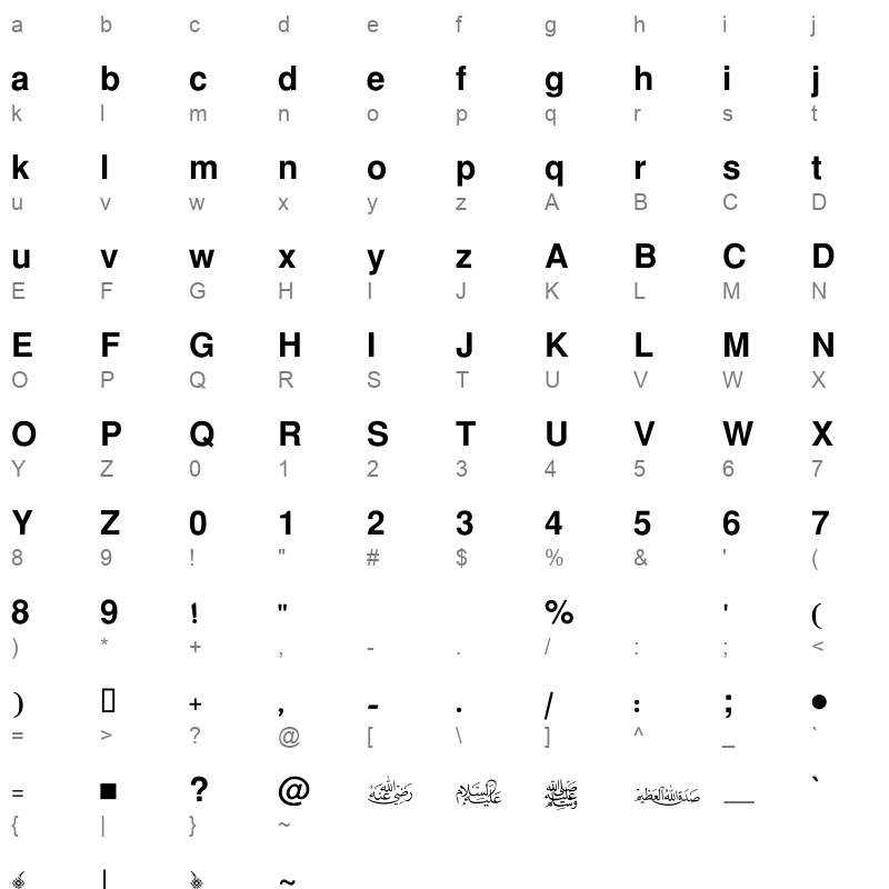 AlWatanHeadlines Bold normal Character Map