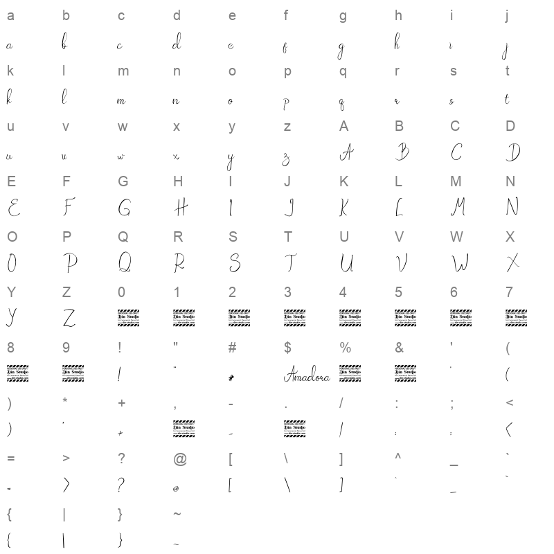 amadora Character Map