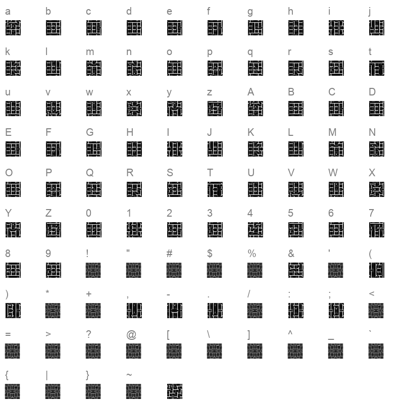 Amakan Sheet Character Map