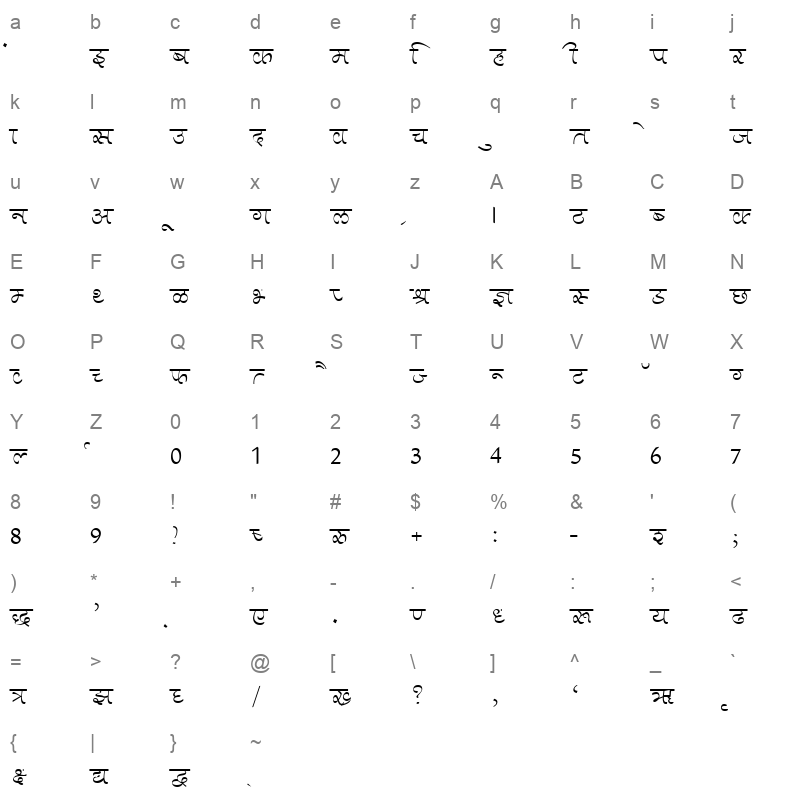 aman normal ttf Character Map